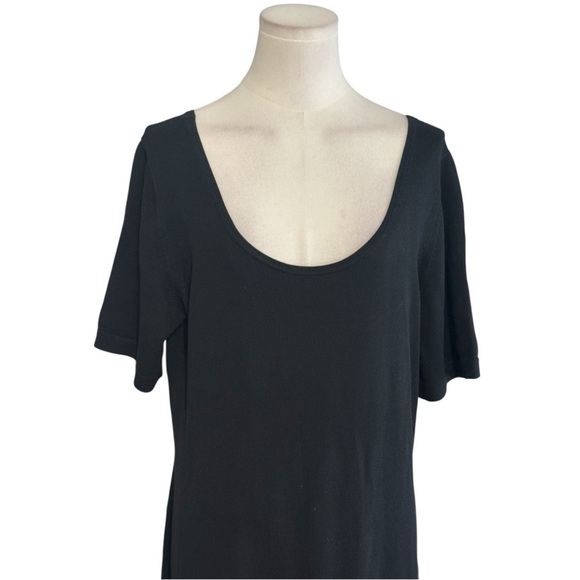 PERUVIAN CONNECTION Black Pima Cotton Scoop Neck Short Sleeve Maxi Dress Size L - Picture 3 of 4
